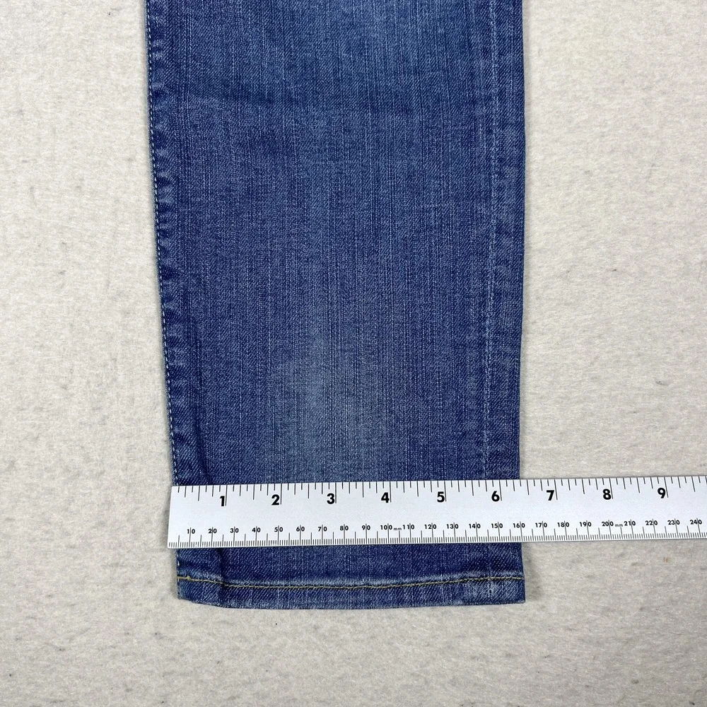 7 For All Mankind Josefina Skinny Boyfriend Jeans Womens 30 Blue Distressed USA - Picture 12 of 16